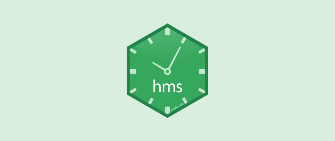 hms package hexagon logo on a light green background.